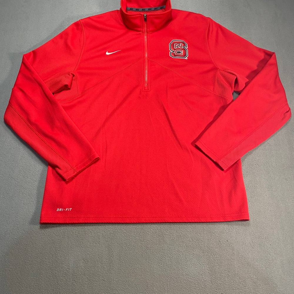 Nike NC State Wolfpack Pullover Mens Large Red Excellent Dri-FIT Quarter-Zip